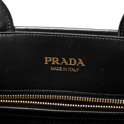 Prada Soft Calfskin Triangolo Symbole Embossed Medium Tote Black 6 of 10