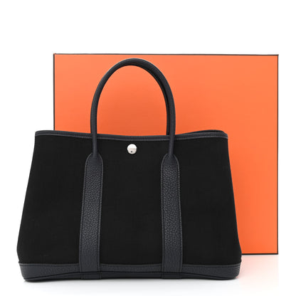 Hermes Chevron Herringbone Toile Negonda Garden Party 30 TPM Black Bleu Nuit 11 of 11