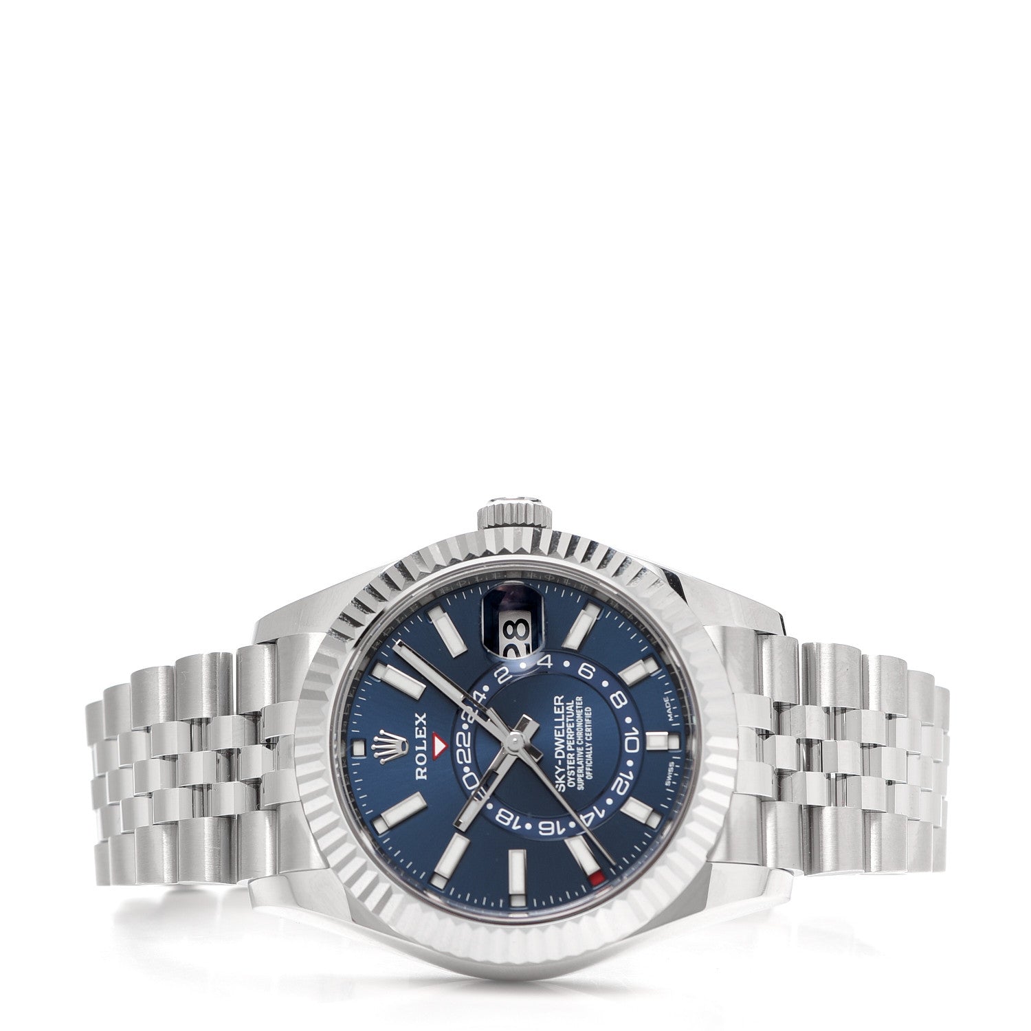 Rolex Stainless Steel 18K White Gold 42mm Oyster Perpetual Sky-Dweller Watch Bright Blue 326934 2 of 6