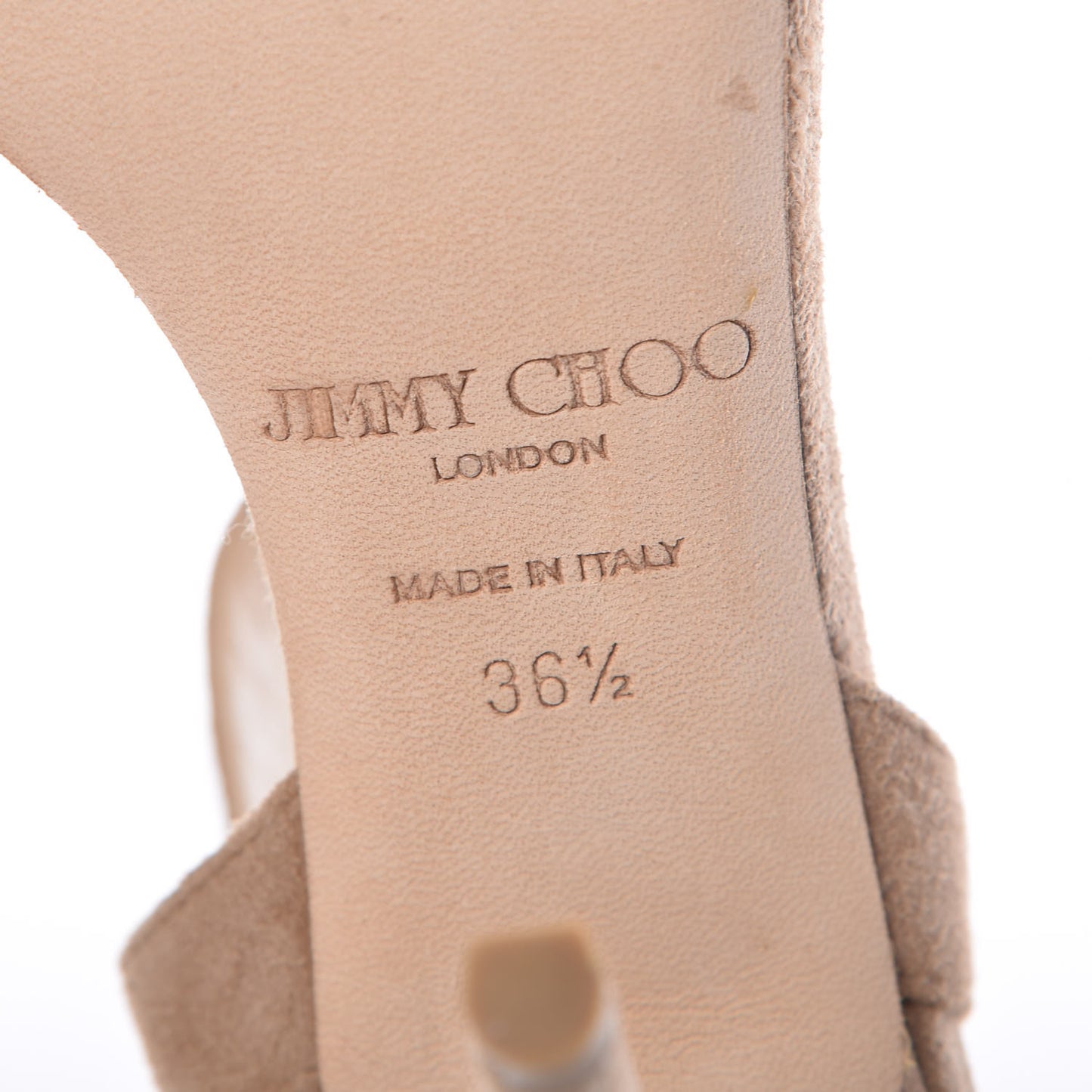 Suede Crystal T-Strap Sandals 36.5 Nude