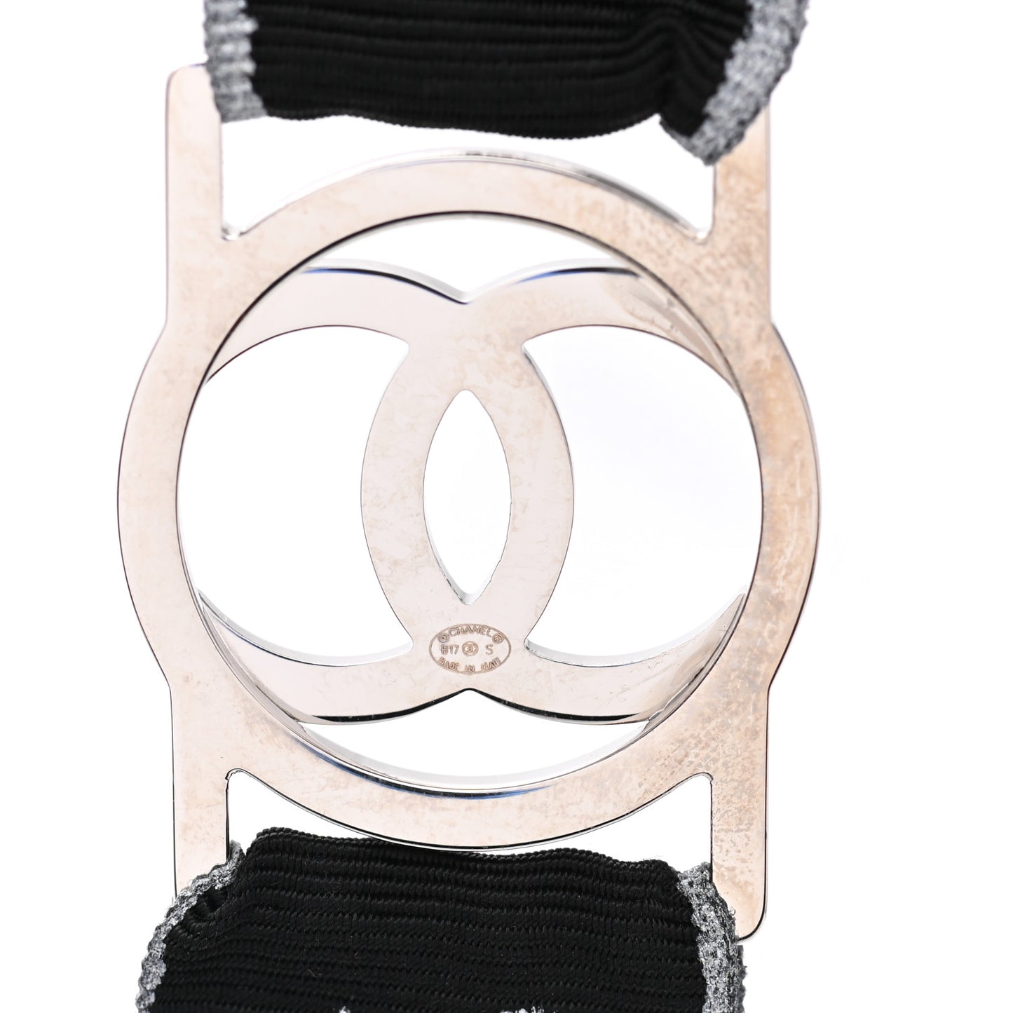 Crystal CC Lanyard Necklace Black Silver