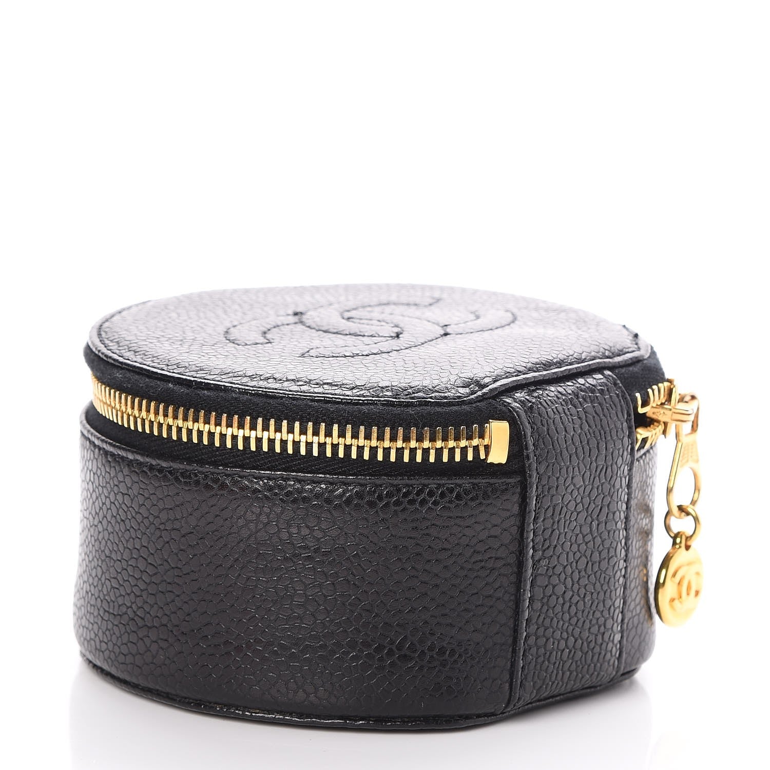 Chanel Caviar Round Jewelry Travel Case Black 4 of 6