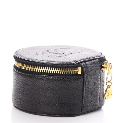 Chanel Caviar Round Jewelry Travel Case Black 4 of 6
