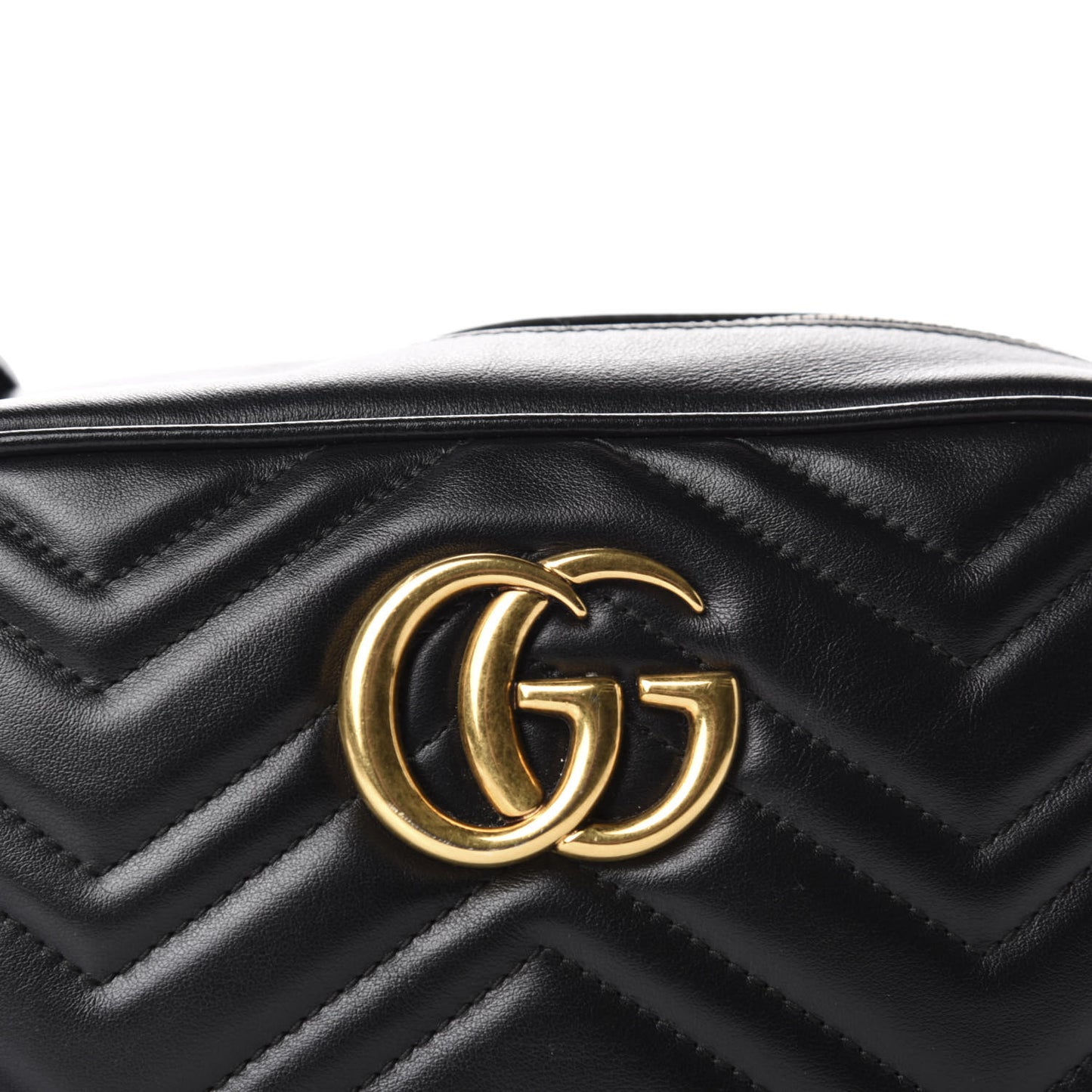 Calfskin Matelasse Small GG Marmont Chain Shoulder Bag Black