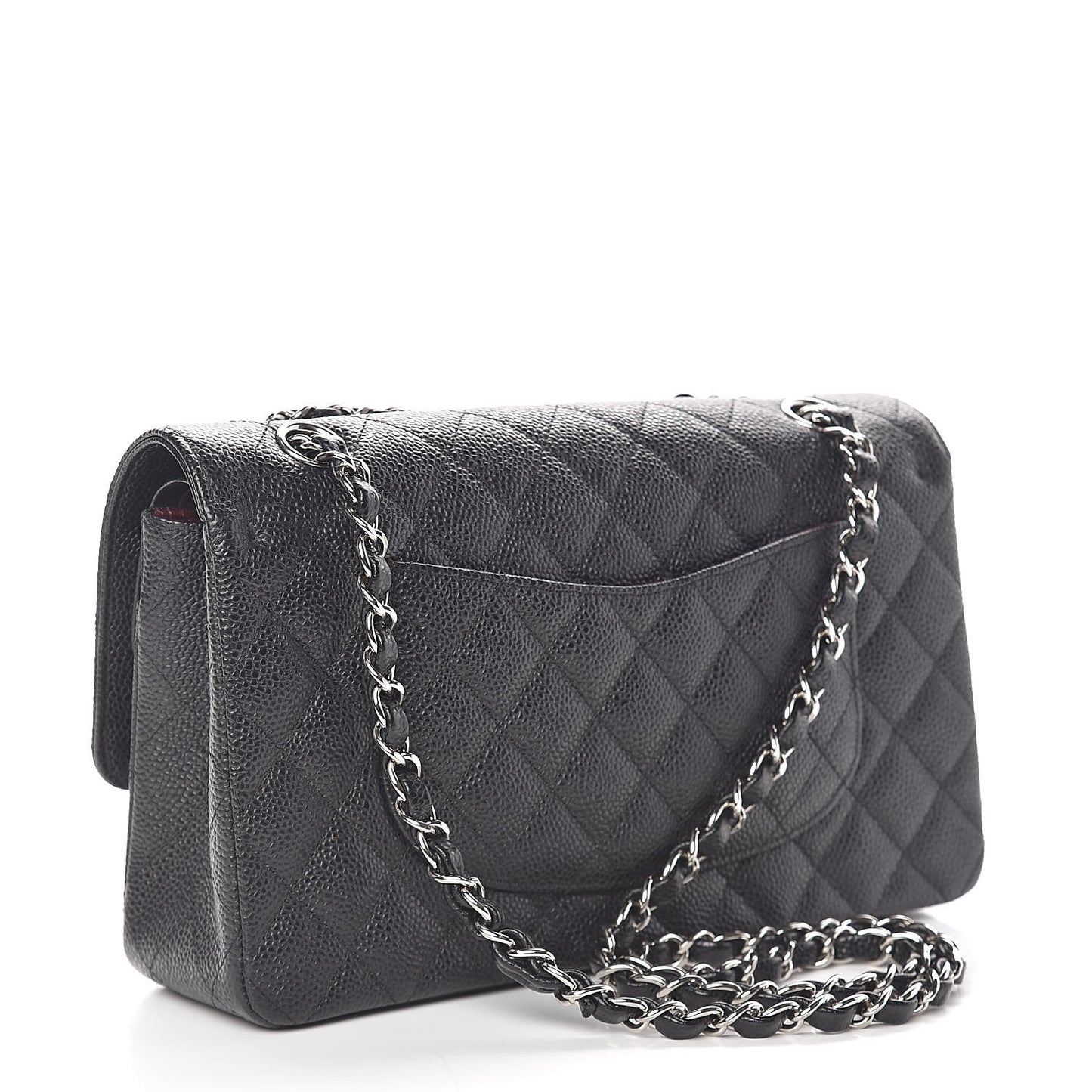 Caviar Quilted Medium Double Flap Black