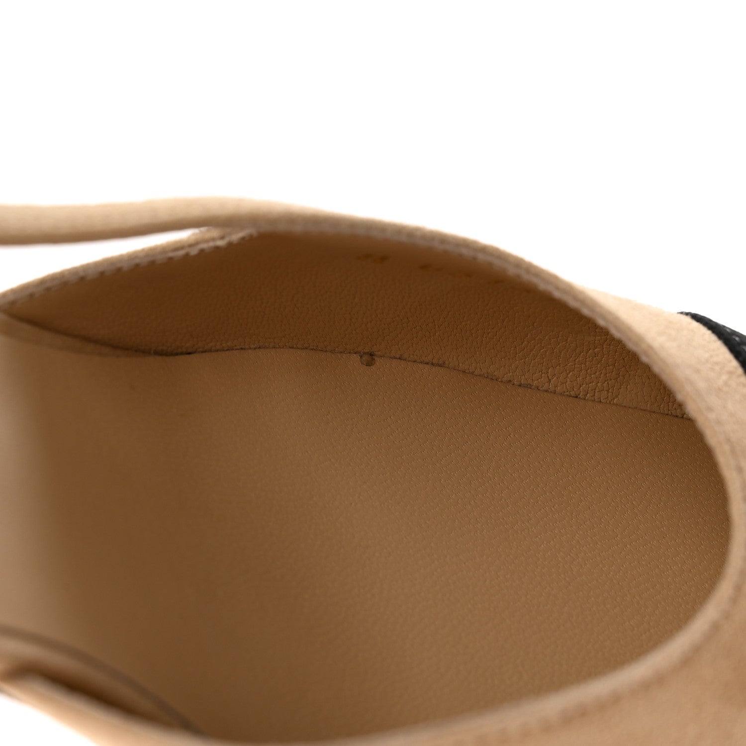 Chanel Suede Cap Toe CC Slingback Pumps 35 Beige Black 10 of 13