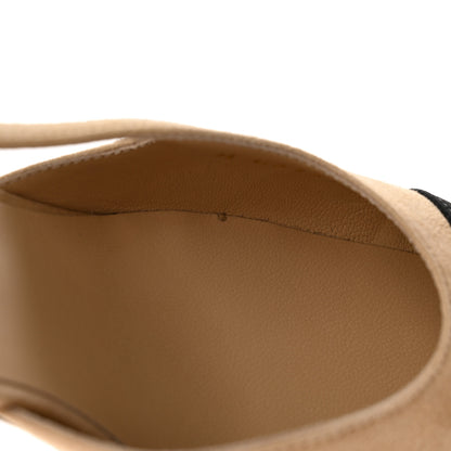Chanel Suede Cap Toe CC Slingback Pumps 35 Beige Black 10 of 13
