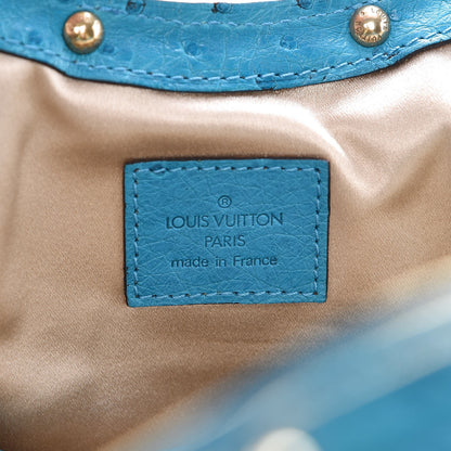 Louis Vuitton Monogram Suede Ostrich Theda GM Turquoise 6 of 7