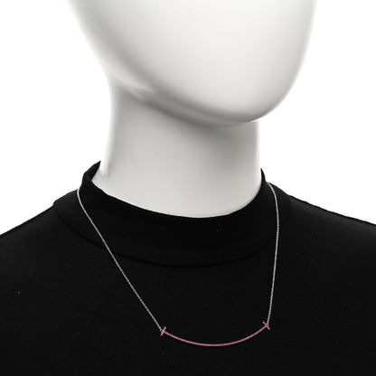 Tiffany 18K White Gold Ruby Large T Smile Pendant Necklace 2 of 5