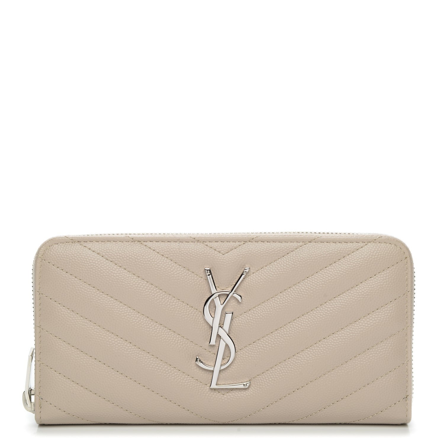 Saint Laurent Grain De Poudre Matelasse Chevron Monogram Zip Around Wallet Rose Poudre 1 of 6