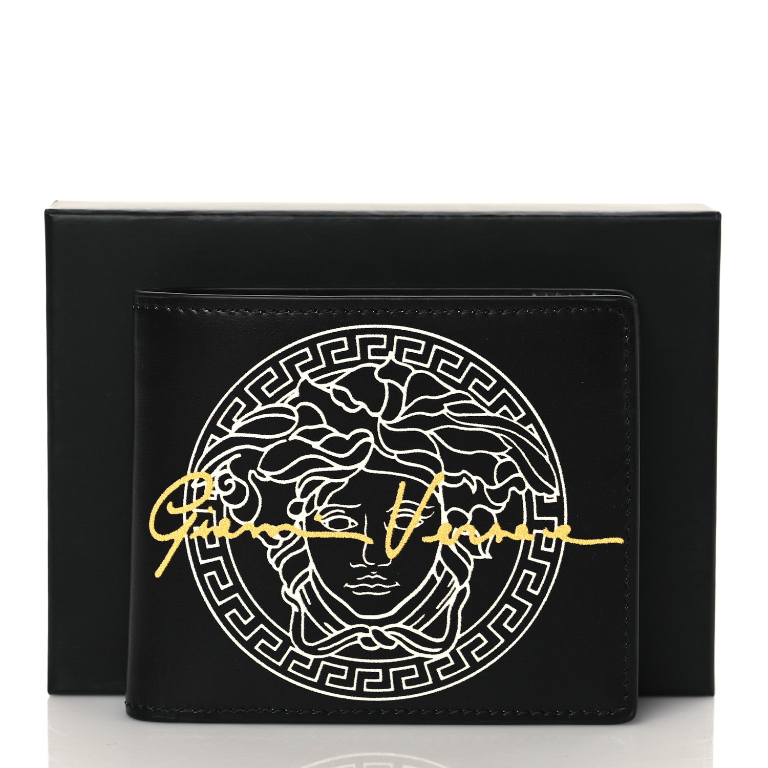 Versace Calfskin Bi-Fold Wallet Black 8 of 8