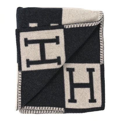 Hermes Wool Cashmere Avalon Blanket Ecru Gris Fonce 2 of 3