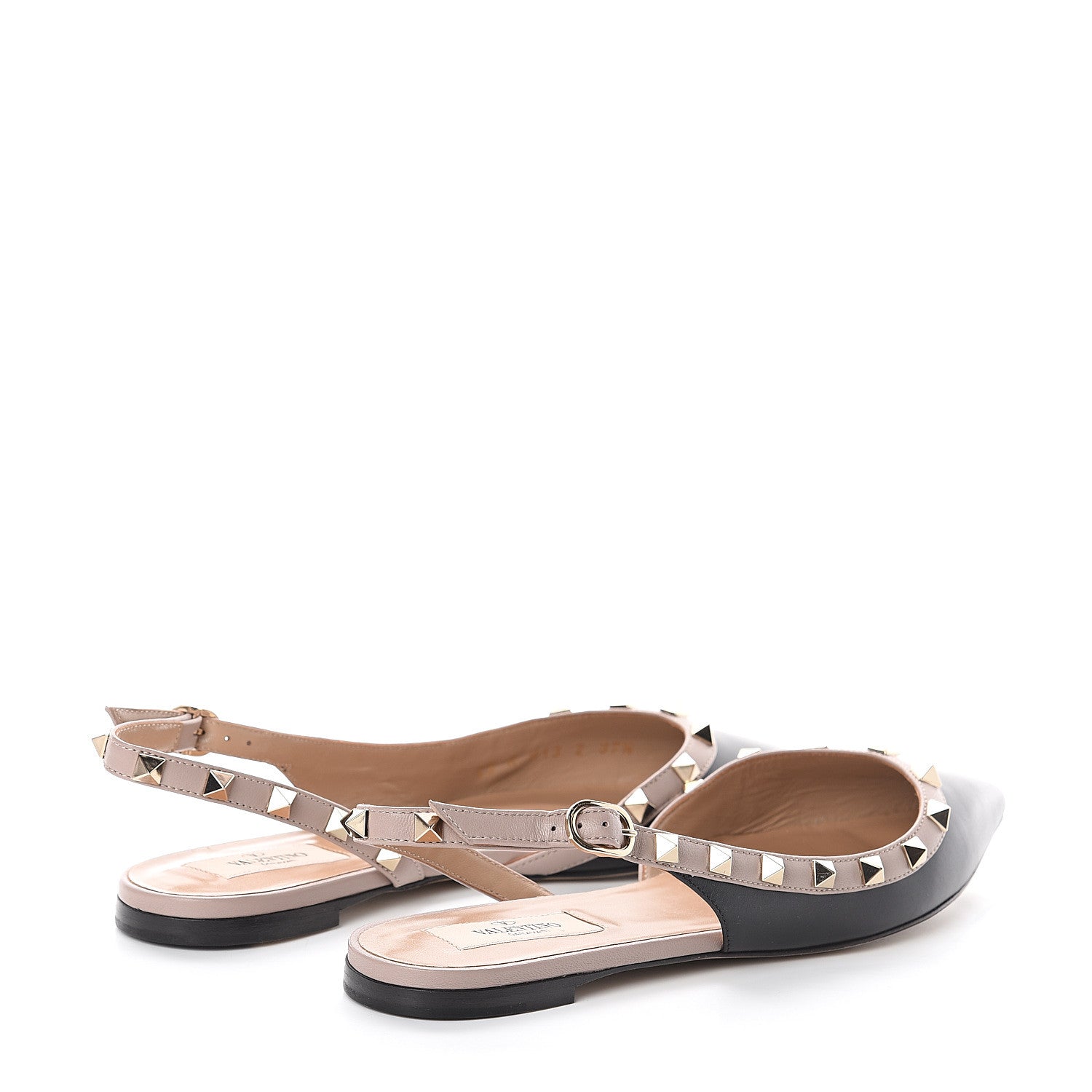 Valentino Garavani Nappa Rockstud Slingback Flats 37.5 Black Poudre 4 of 7