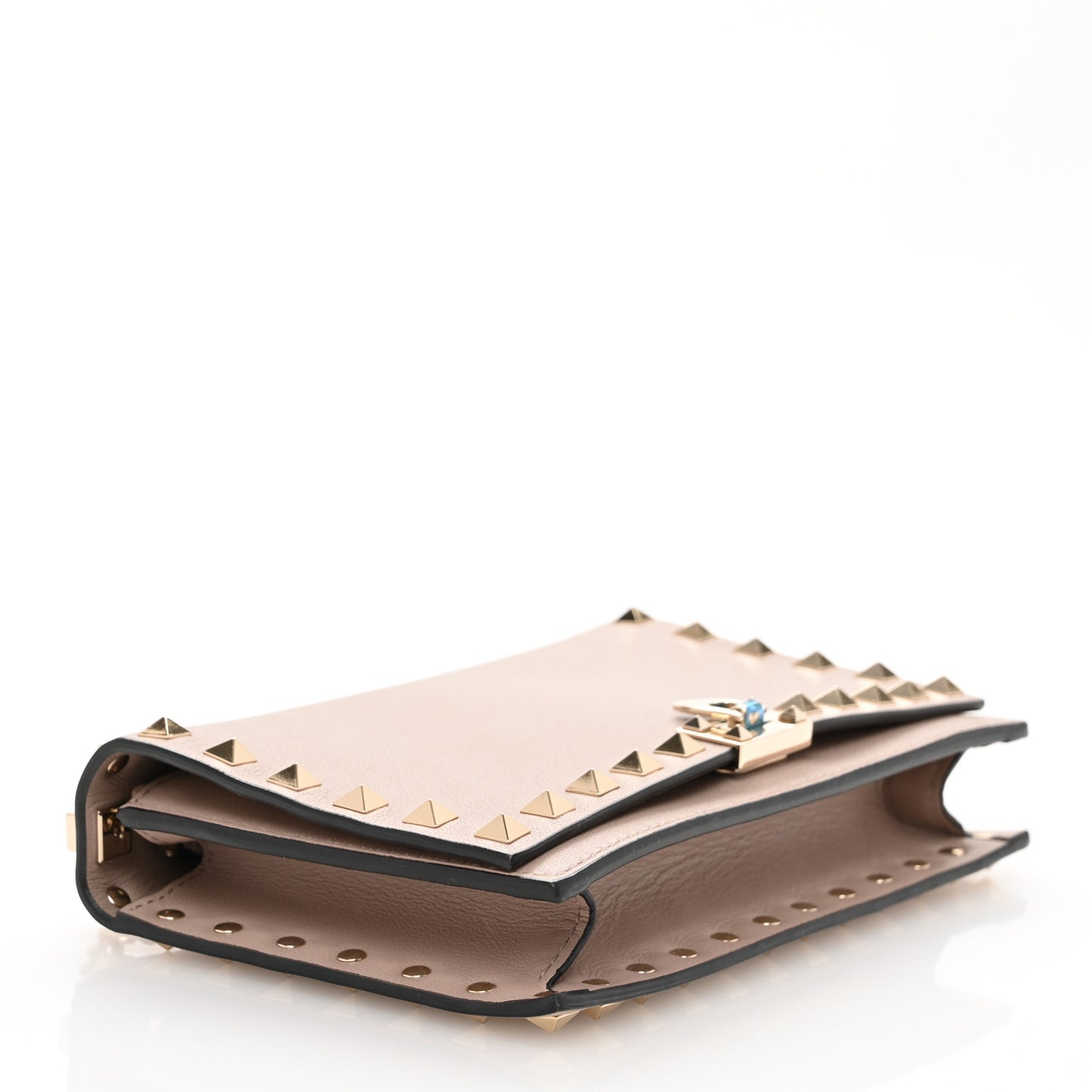 Vitello Rockstud Flip Lock Wallet On Chain  Poudre