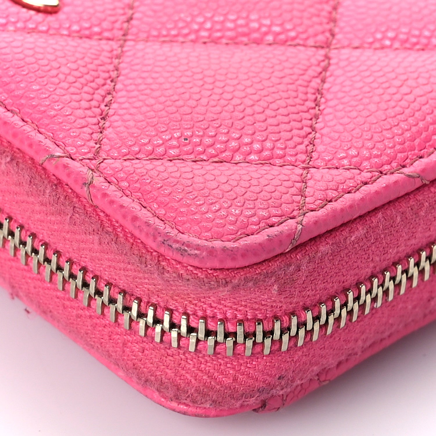 Chanel Caviar Quilted Zip Coin Purse Pink 11 of 17