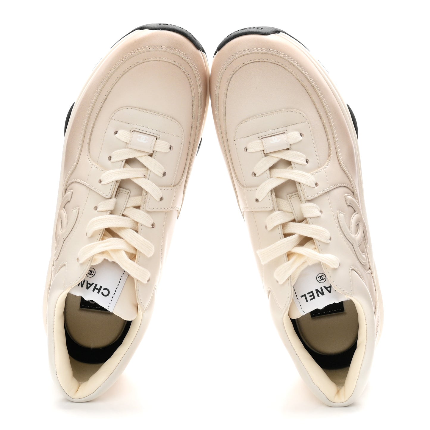 Gradiant Calfskin CC Womens Sneakers 38.5 Beige