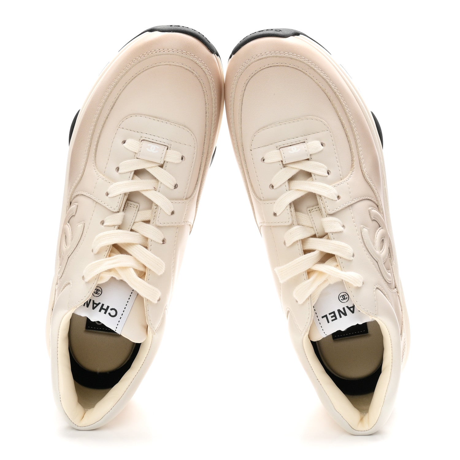 Chanel Gradiant Calfskin CC Womens Sneakers 38.5 Beige 2 of 10