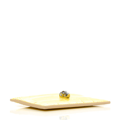 Alexander McQueen Calfskin Crocodile Embossed Skull Card Holder Pop Yellow 4 of 8