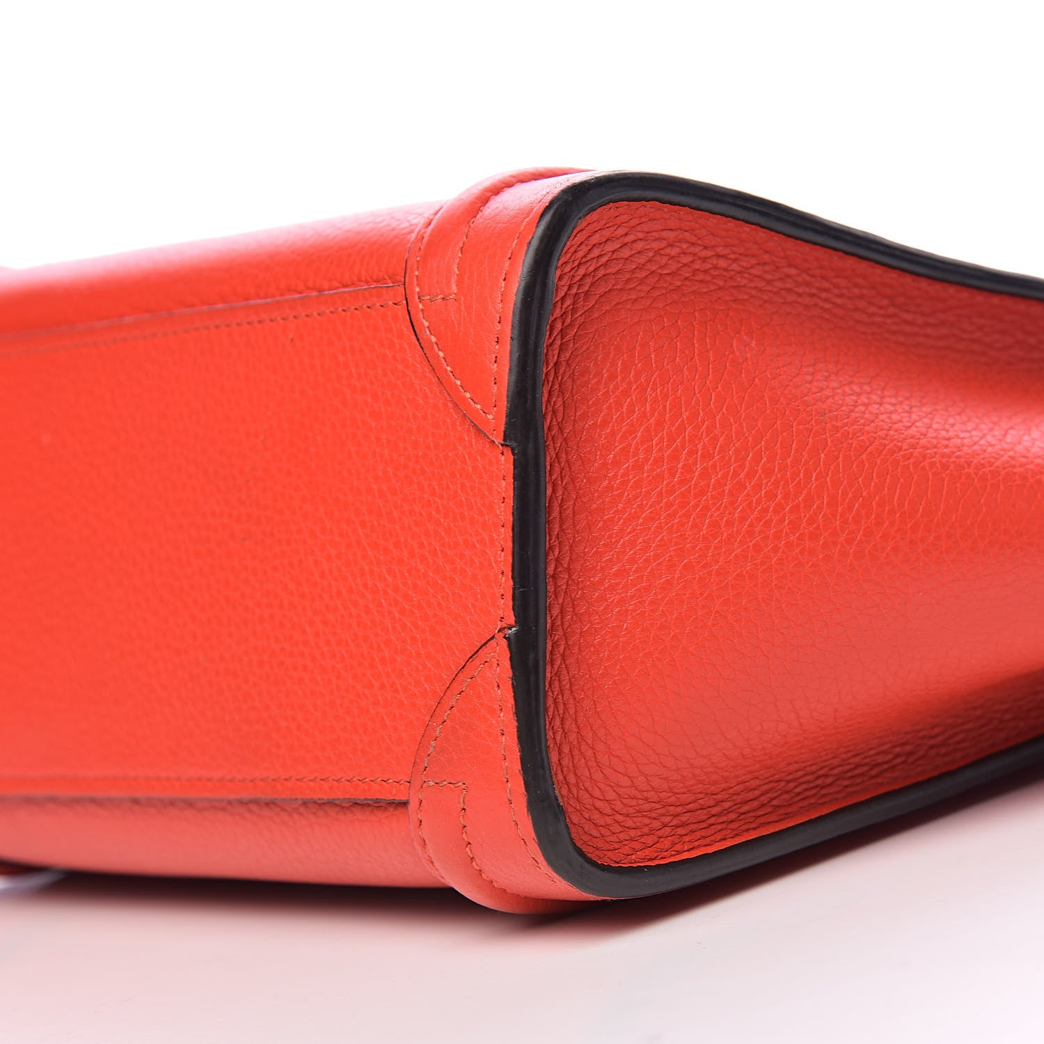 Celine Drummed Calfskin Nano Luggage Vermillion 13 of 14
