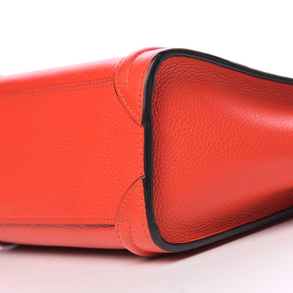 Celine Drummed Calfskin Nano Luggage Vermillion 13 of 14