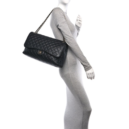 Chanel Calfskin Quilted Small XXL Travel Flap Bag Black 2 of 10
