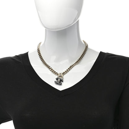 Chanel Crystal CC Lock Short Necklace Black Gold 2 of 7