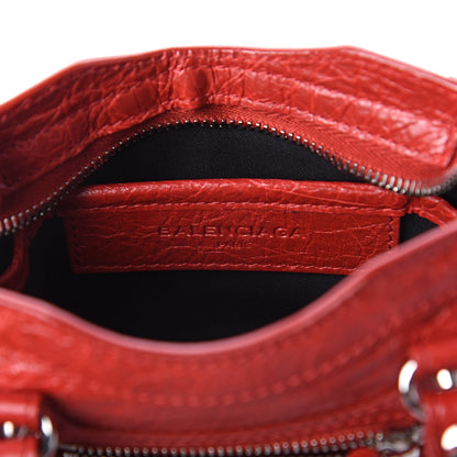 Balenciaga Agneau Classic Silver Hardware Nano City Rouge Groseille 5 of 7
