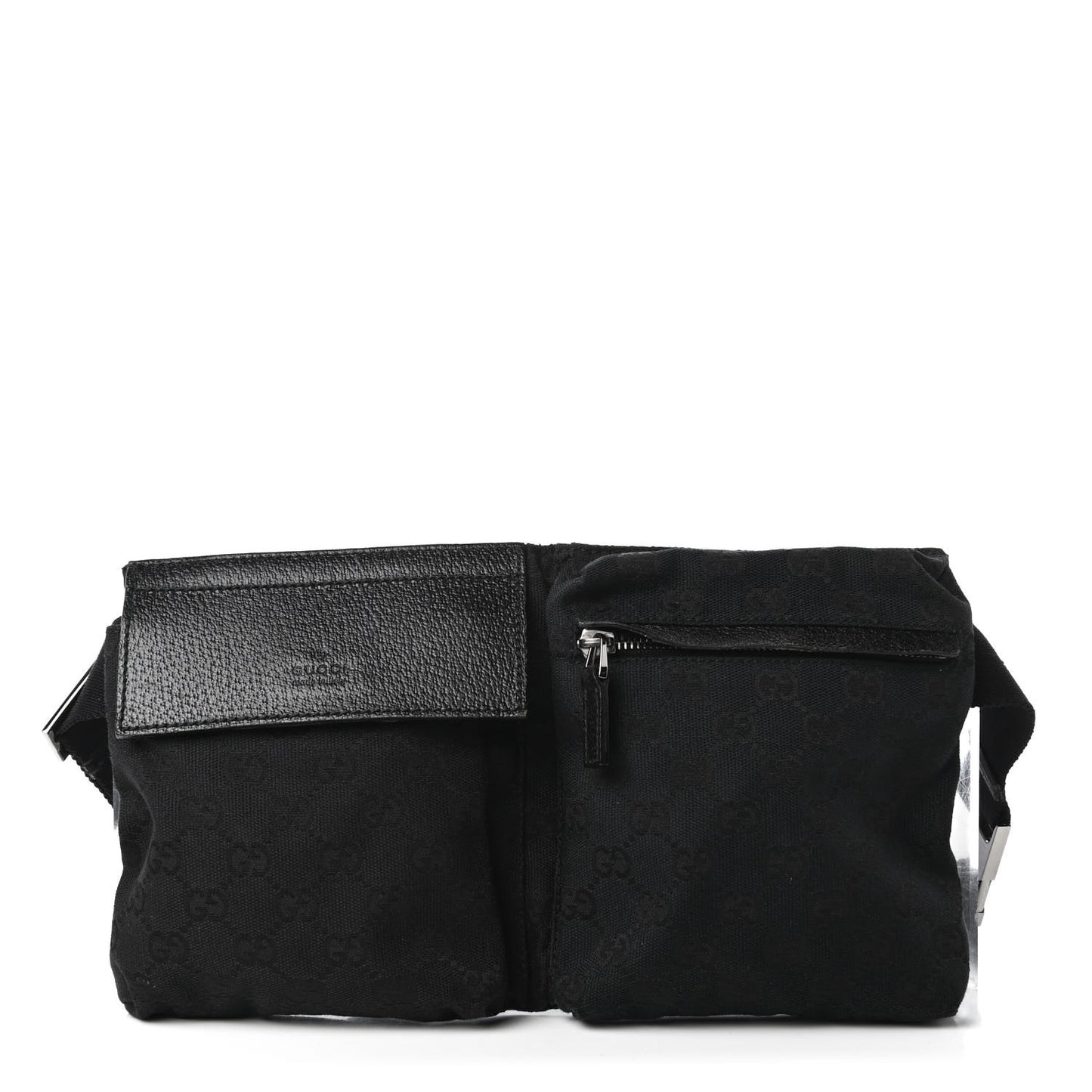 GG Monogram Double Pocket Belt Bag Black