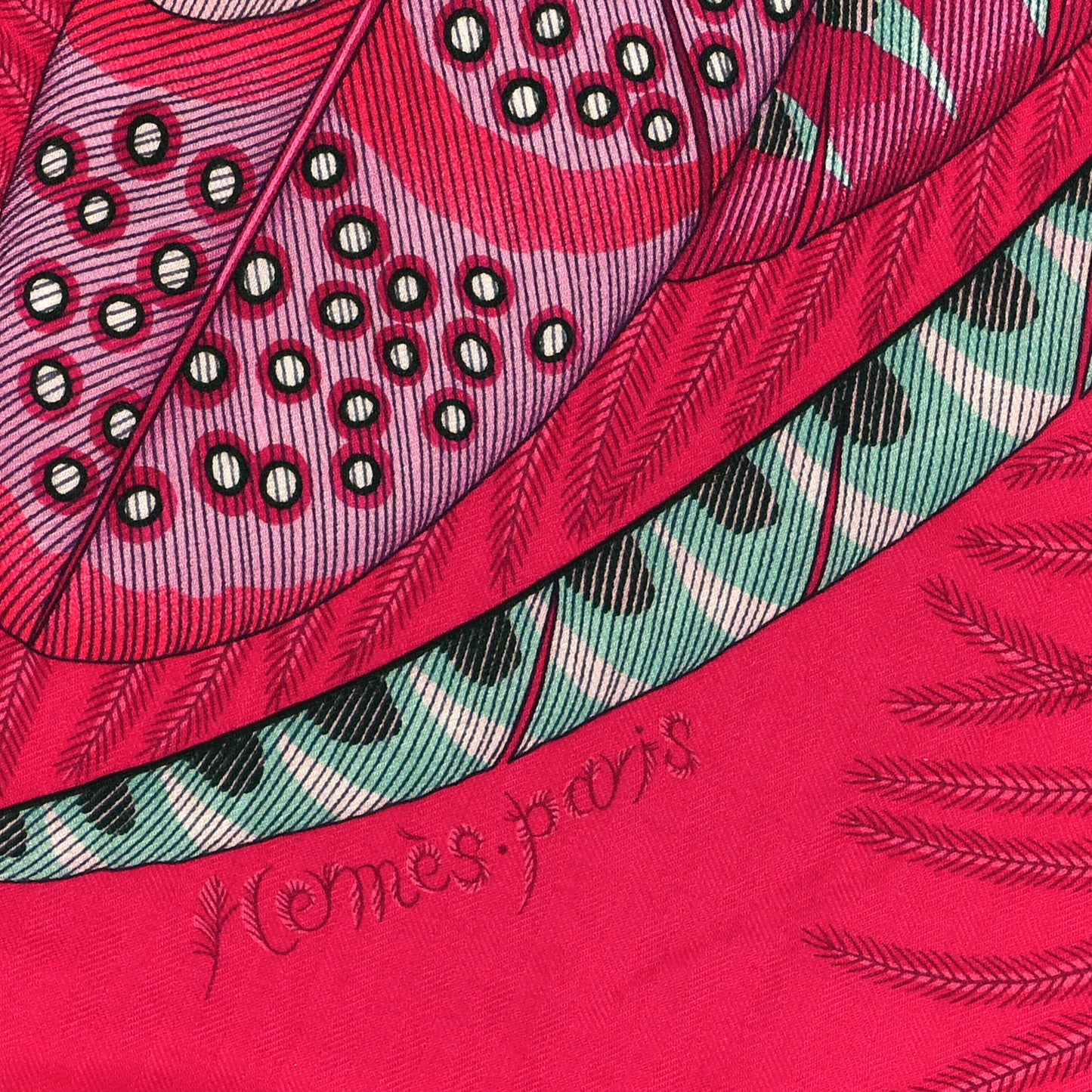 Cashmere Silk Plumes En Fete Shawl 140 Fuchsia Vert