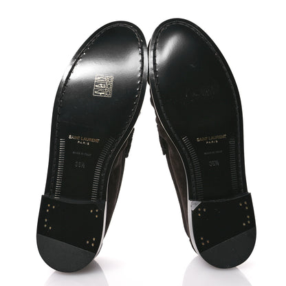 Saint Laurent Suede Le Loafer Penny Slippers 36.5 Dark Chocolate 6 of 9