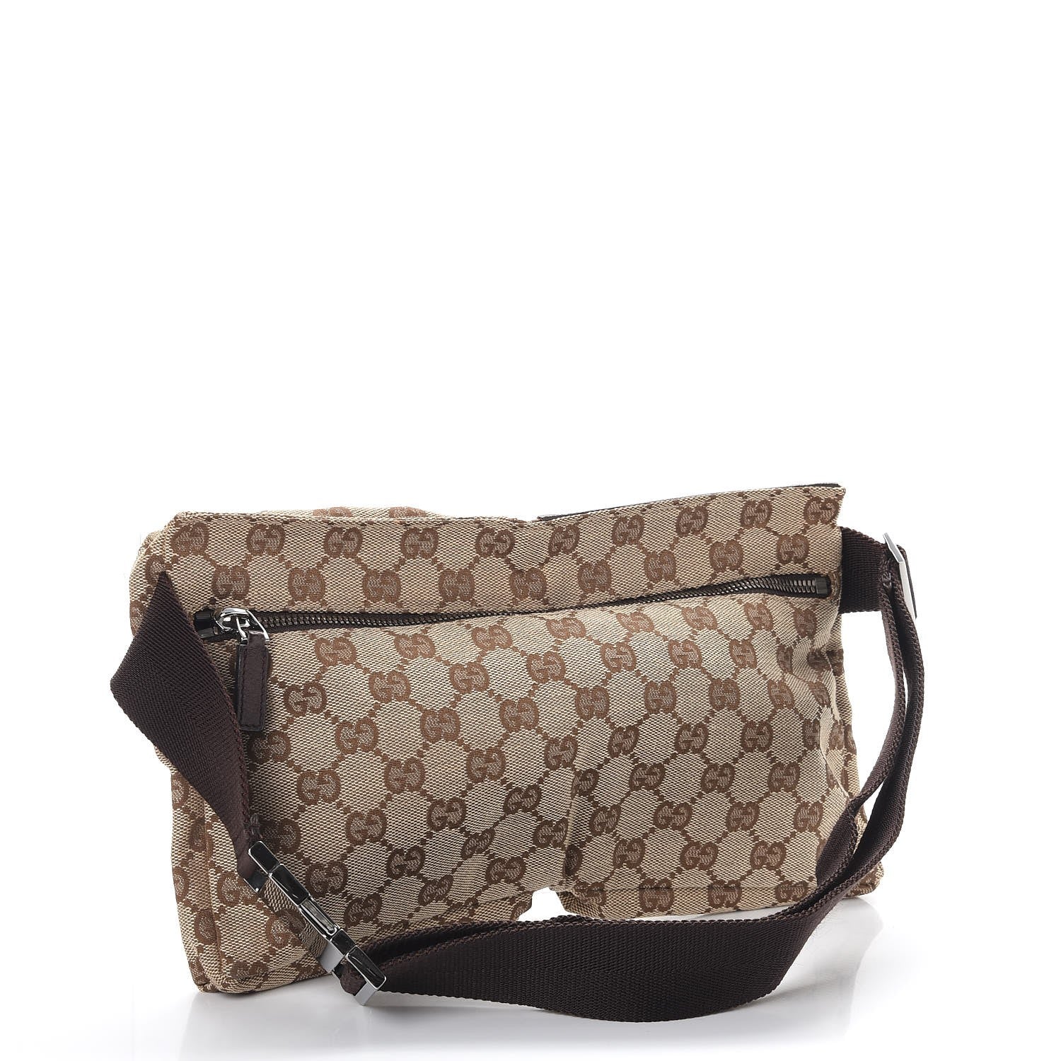 Gucci GG Monogram Double Pocket Belt Bag Dark Brown 4 of 11
