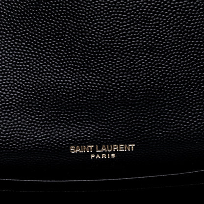 Saint Laurent Grain De Poudre Matelasse Chevron Small Monogram Envelope Wallet Black 4 of 5