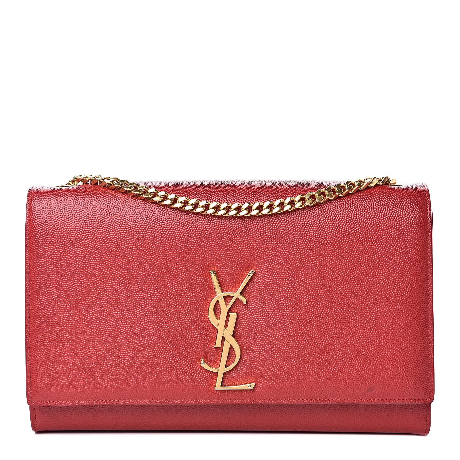 Saint Laurent Grain De Poudre Medium Monogram Kate Satchel Red 1 of 13