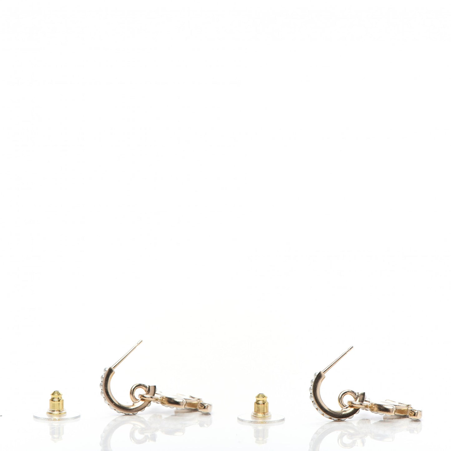 Pearl CC Hoop Drop Earring Gold