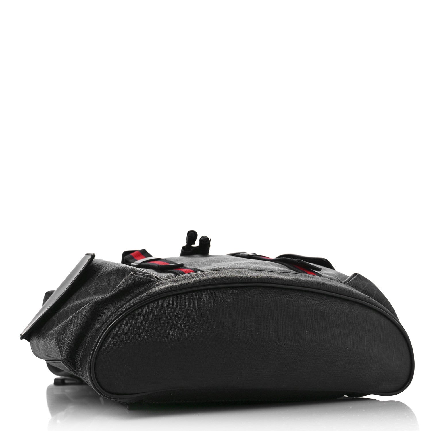 Gucci Soft GG Supreme Monogram Appia Calfskin Web Double Buckle Backpack Black 5 of 11