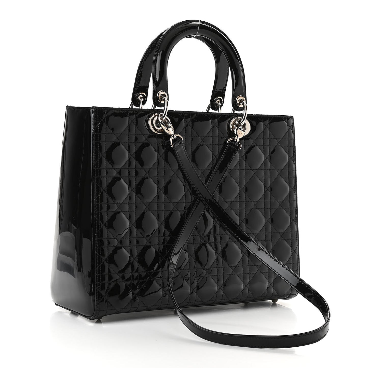 Patent Cannage Large Lady Dior Black