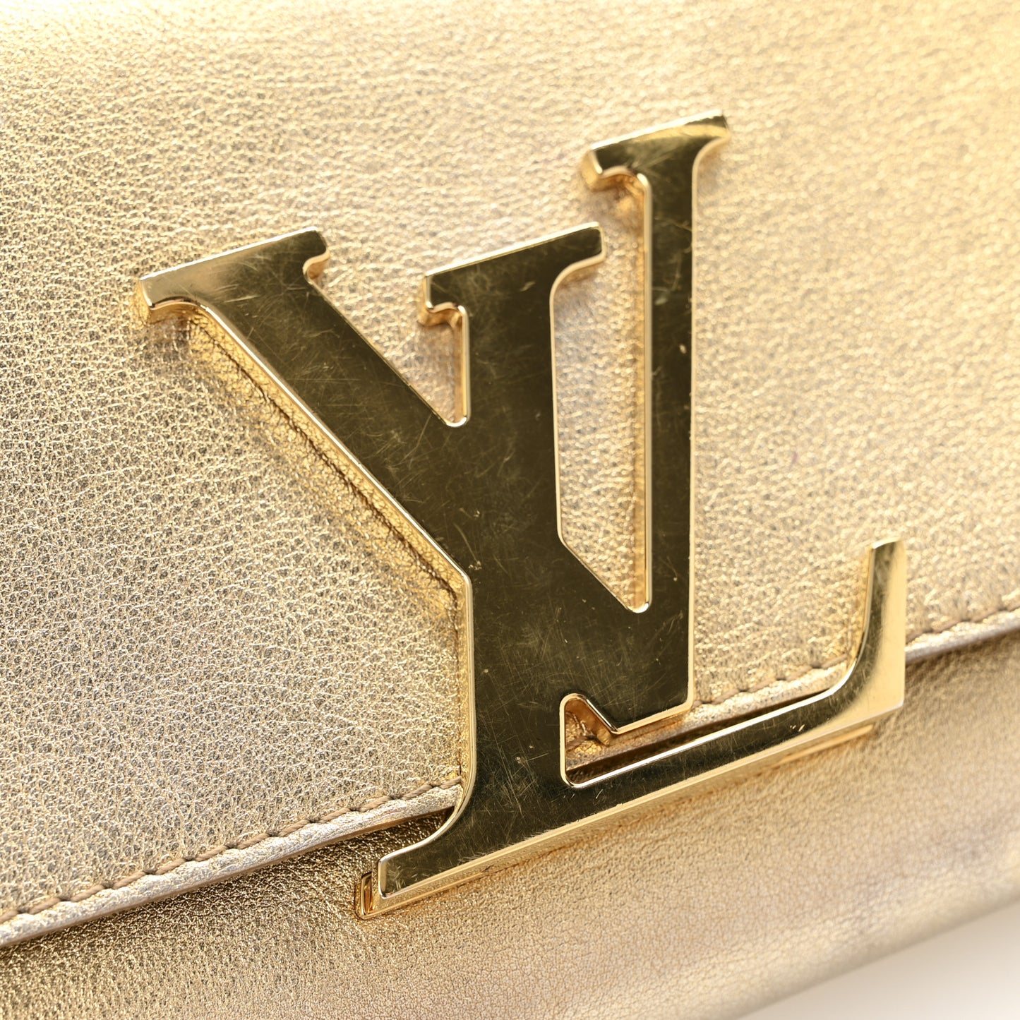 Metallic Calfskin Louise Clutch Gold