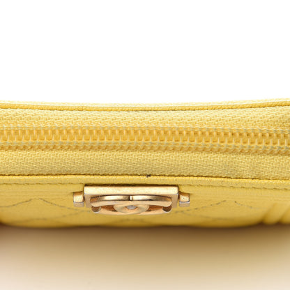 Chanel Caviar Quilted Boy Zip Around Coin Purse Wallet Yellow 9 of 11