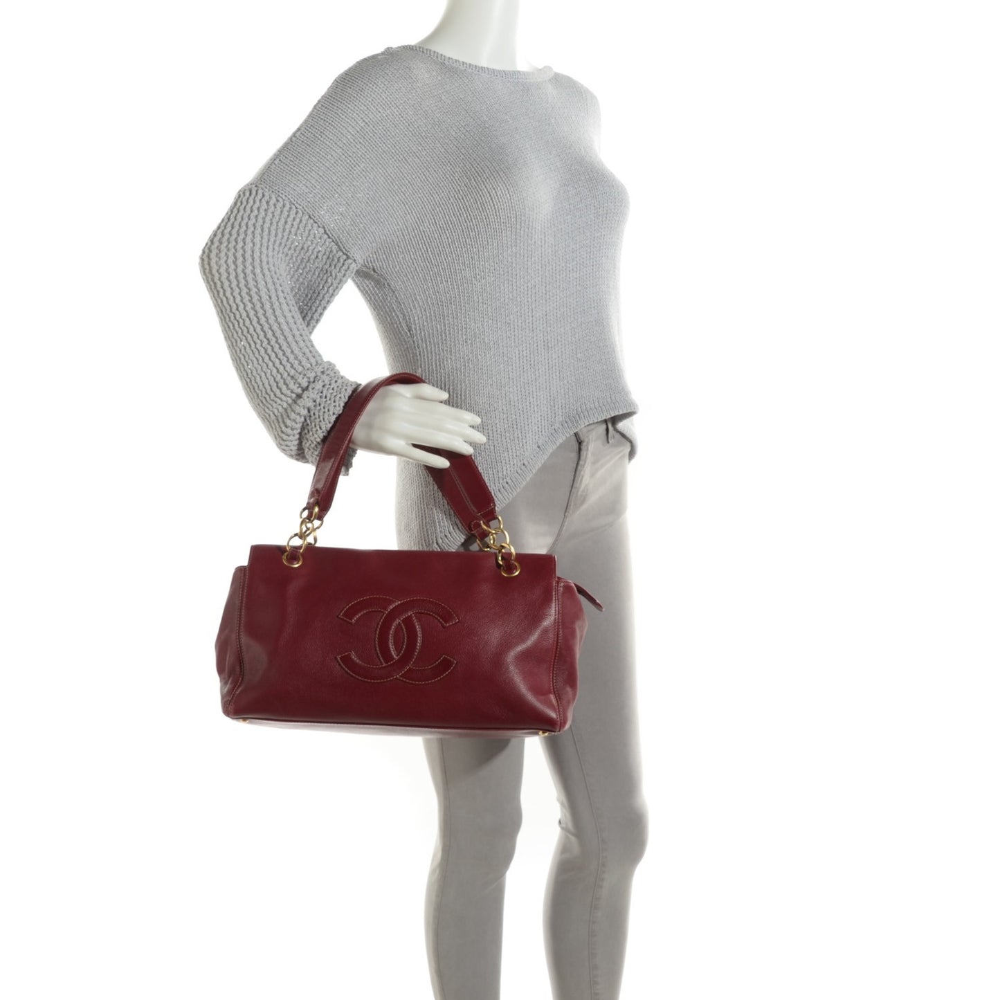 Calfskin CC Shoulder Bag Red