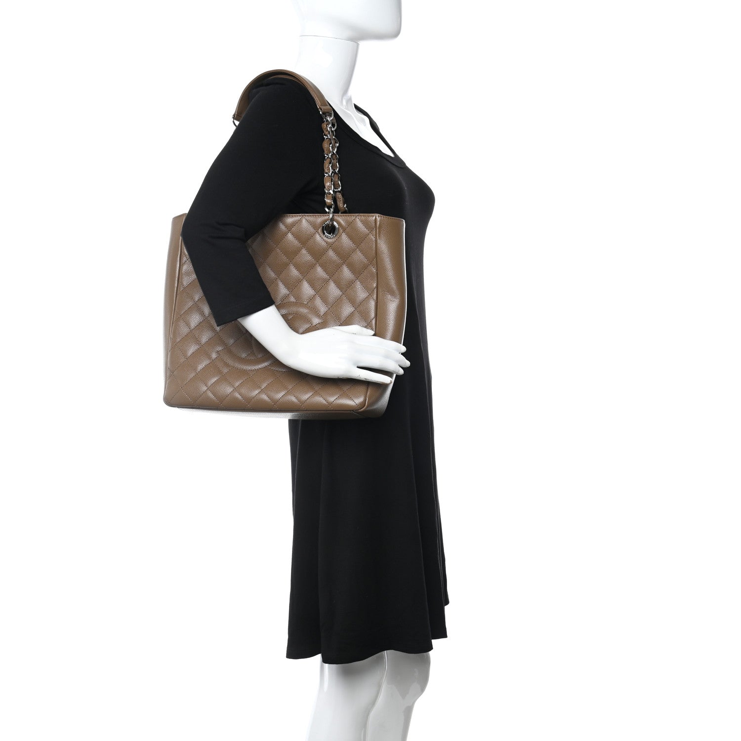 Chanel Caviar Quilted Vertical Grand Shopping Tote GST Dark Beige 2 of 11