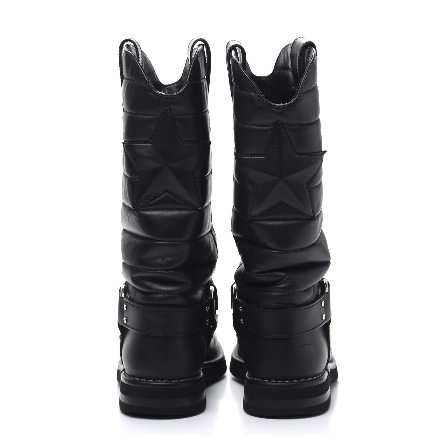 Chanel Calfskin Star Quilted Biker Boots 38 Black 4 of 9