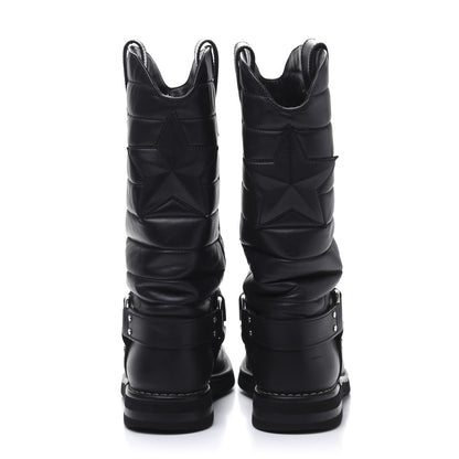 Chanel Calfskin Star Quilted Biker Boots 38 Black 4 of 9