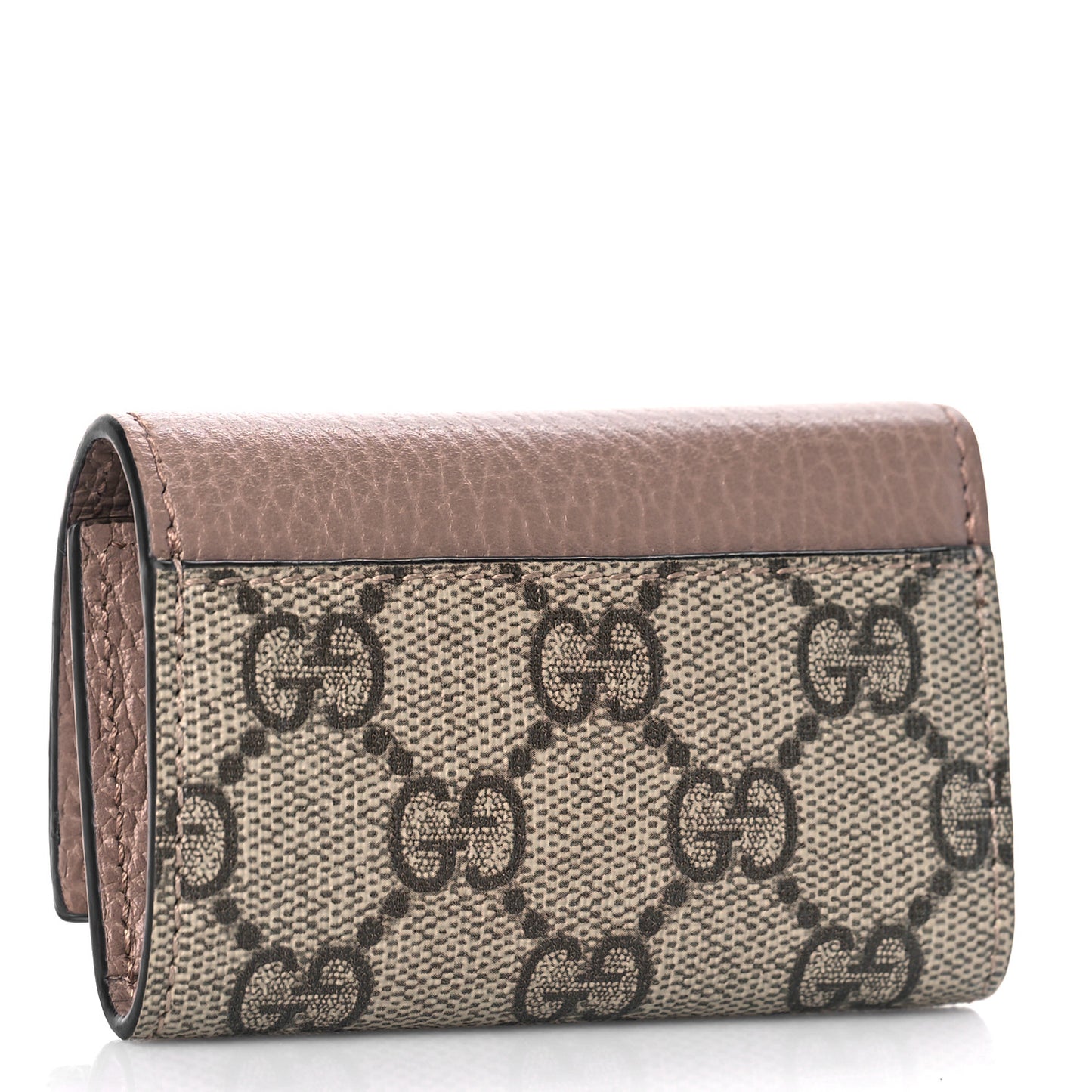 Dollar Calfskin GG Supreme Monogram GG Marmont 6 Key Holder Case Porcelain Rose Beige Ebony