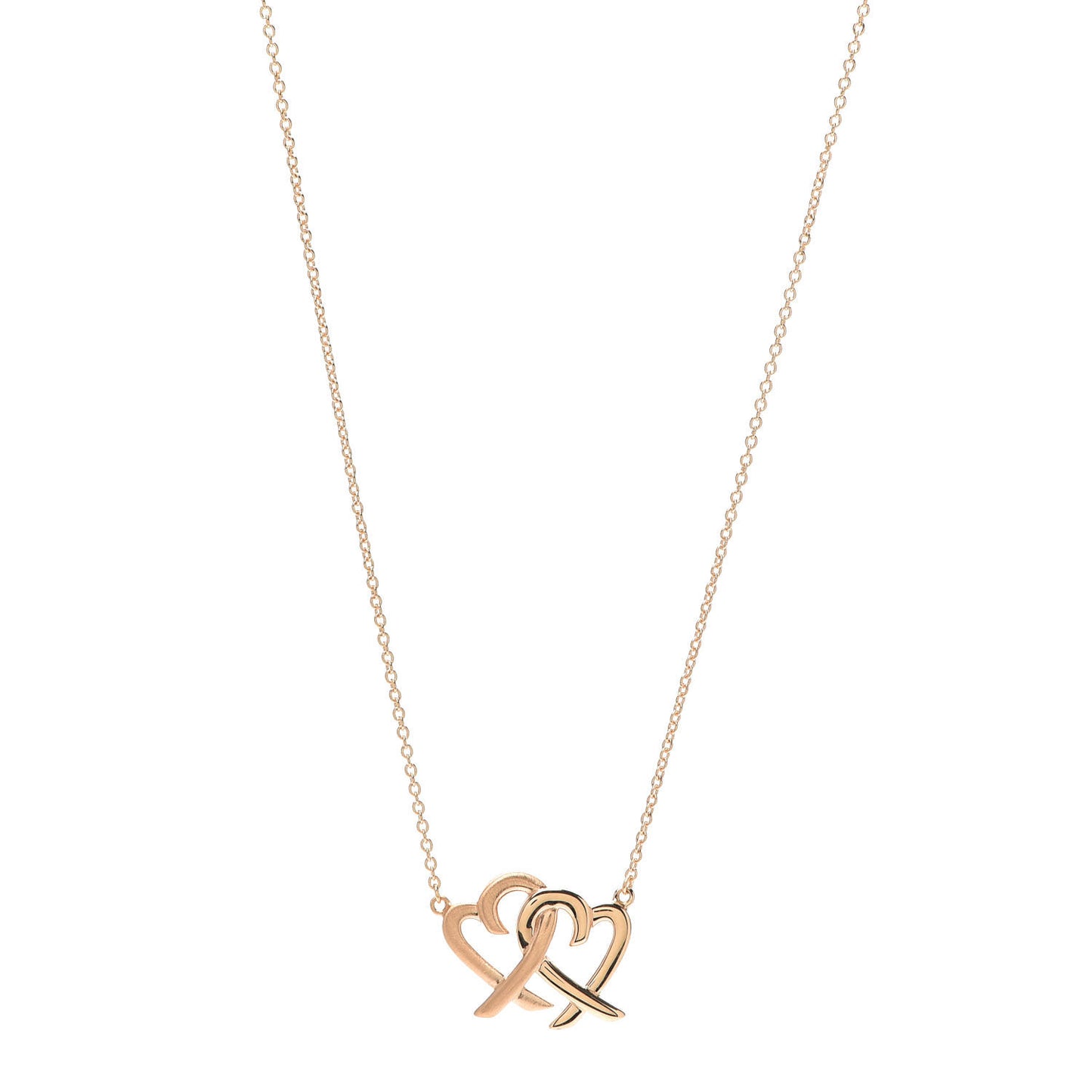 18K Rose Gold Paloma Picasso Loving Heart Interlocking Pendant Necklace