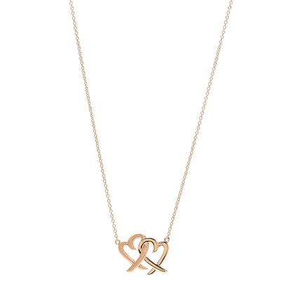 Tiffany 18K Rose Gold Paloma Picasso Loving Heart Interlocking Pendant Necklace 1 of 7