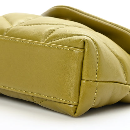 Saint Laurent Lambskin Monogram Loulou Puffer Pouch Clutch Olive 10 of 10