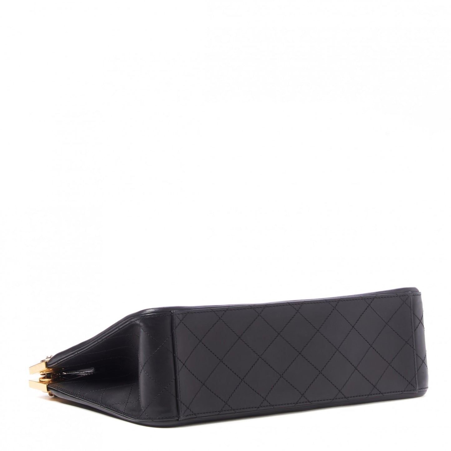 Lambskin Quilted Elegant CC Shopping Tote Black