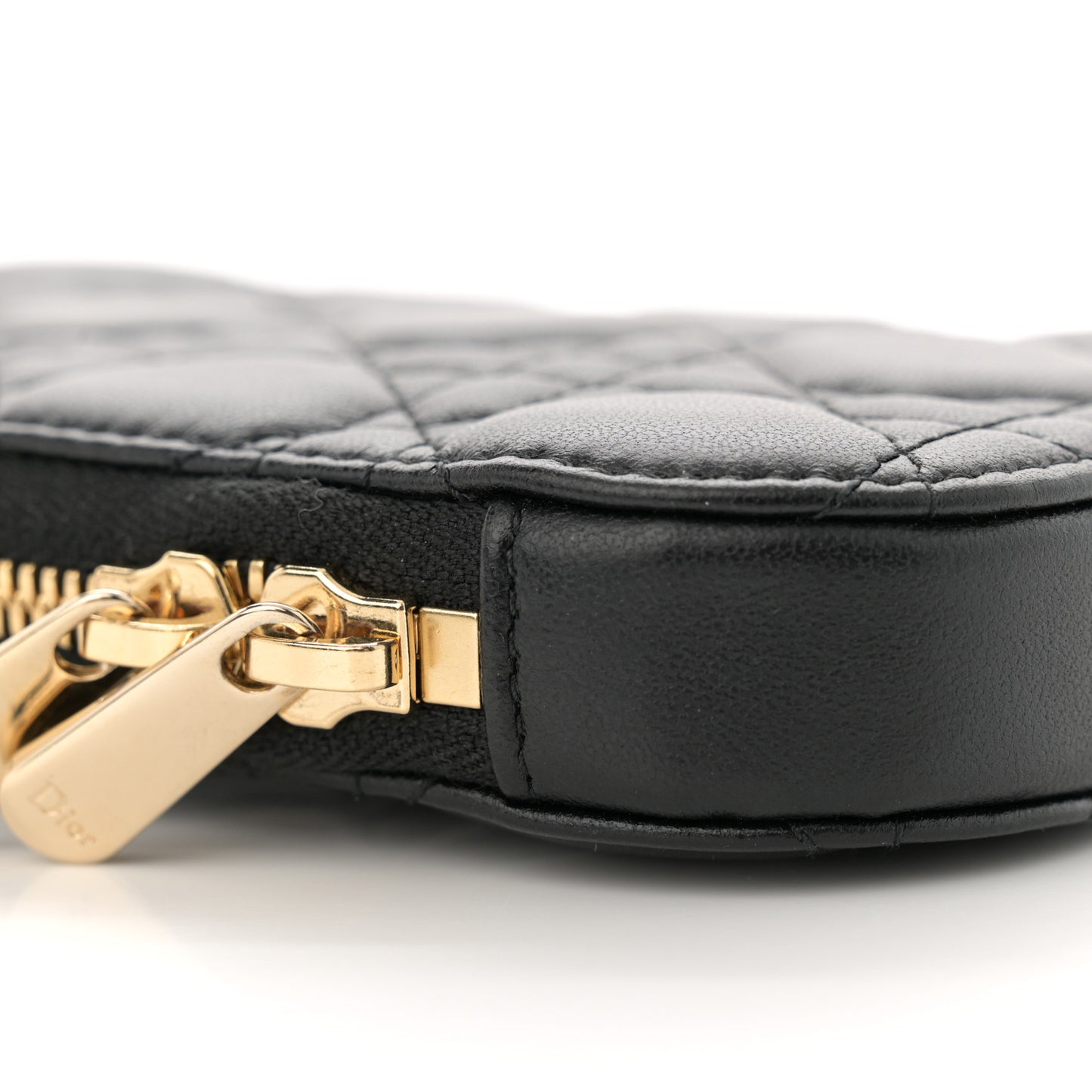 Lambskin Cannage Lady Dior Phone Holder Black