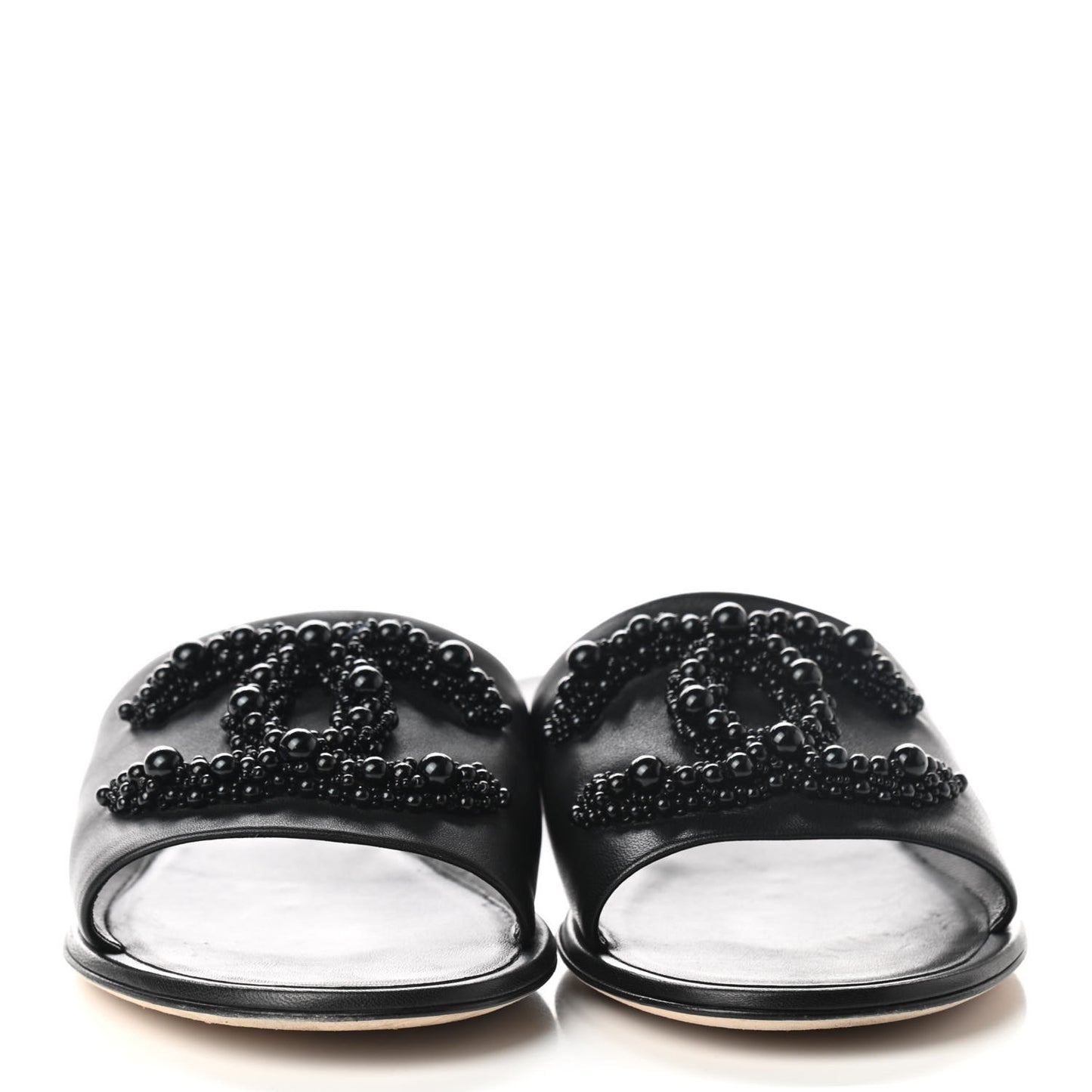 Lambskin Beaded CC Mules 39.5 Black