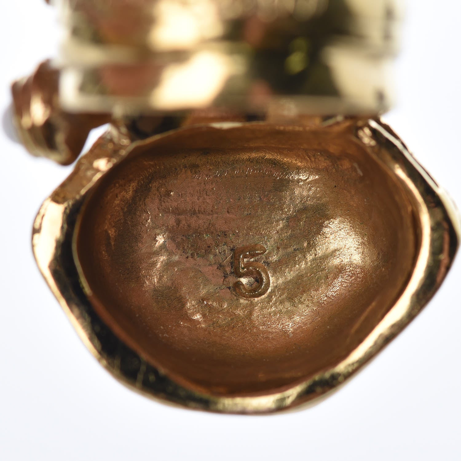 Saint Laurent Enamel Arty Ring 5 Gold White 5 of 5